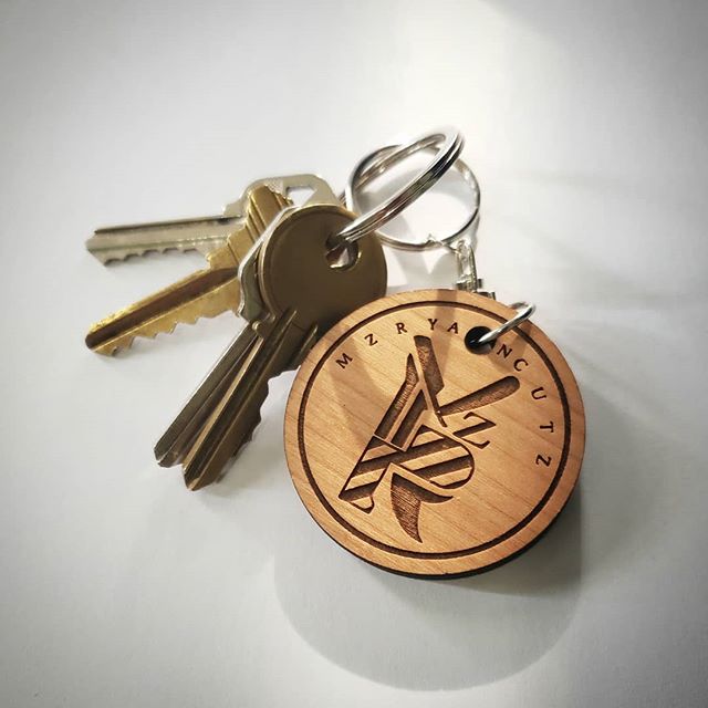 Mz Ryan Cutz Wood Keychain